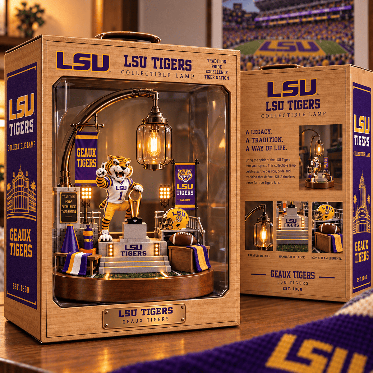 LSU Themed Bedside Lamp DNBN